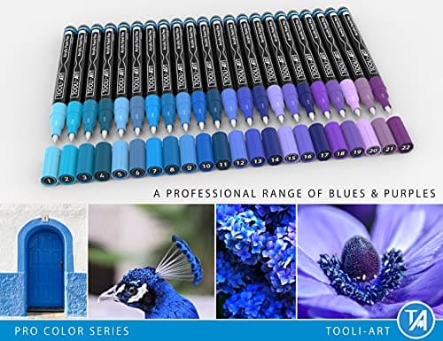 Marqueur acrylique Pro Color ensemble de 22 marqueurs assortis 0,7 mm non toxique usage artiste débutant professionnel
