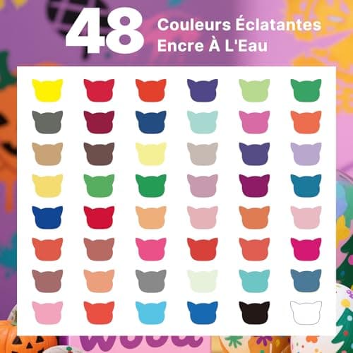 Tongfushop 48 Couleurs Feutre Acrylique Marqueur Peinture pour Pierre Bois Toile Verre Céramique Plastique Coloriage Adu
