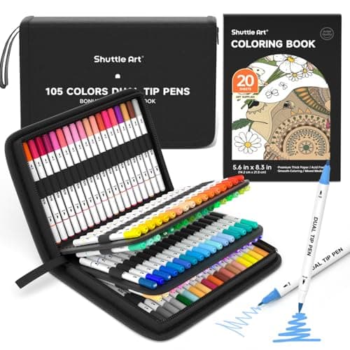 Marqueurs pastel Shuttle Art Lot de 56 stylos pour adultes Global Recycled Standard  
Feutres à double pointe Shuttle Ar — 105 Couleurs