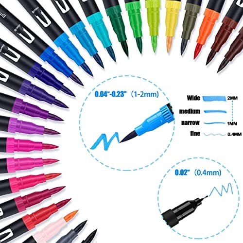Stylo à aquarelle feutre coloriage 36 couleurs pour adulte mandala bullet journal calligraphie 0,4 mm 1-2 mm