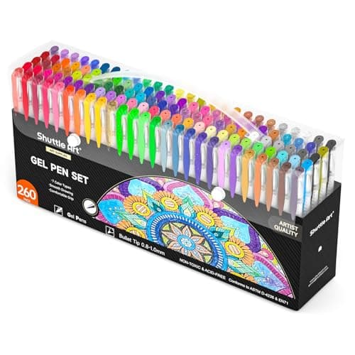 Shuttle Art 120 Stylos Gel Couleurs Non Toxiques, Perfect pour Adultes et Enfants, Coloriage et Dessin, Haute Qualité et — 130 Couleurs avec 130 Recharges