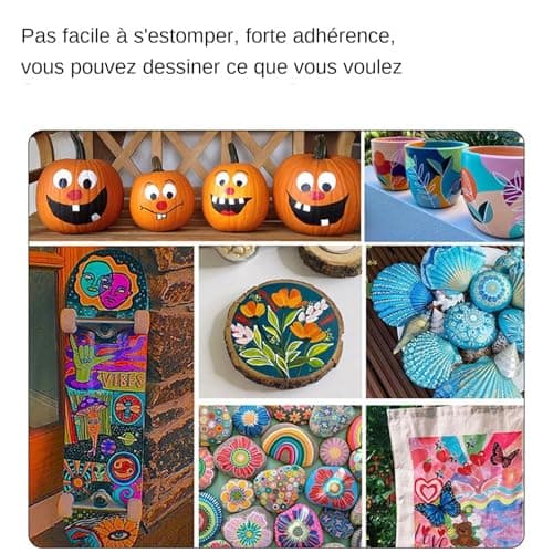 Yiohejy Marqueurs Acryliques Feutres Peinture Double Pointe 36 Pièces pour Dessin Calligraphie Bois Métal Verre Céramiqu