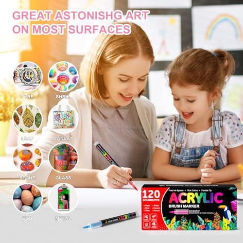 Patamiyar 120 Couleurs Feutre Acrylique pour DIY et Fournitures Artisanales, Marqueur Peinture Acrylique à Base D'eau, P