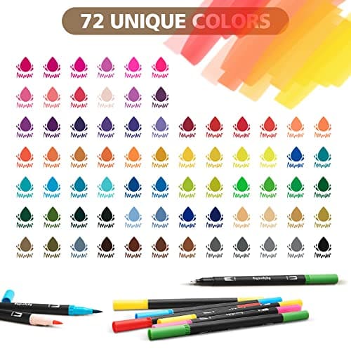 Marqueurs pinceaux à double pointe Eglyenlky - Coloriages adultes - Livres coloriage enfantsadultes - DessinJournal
