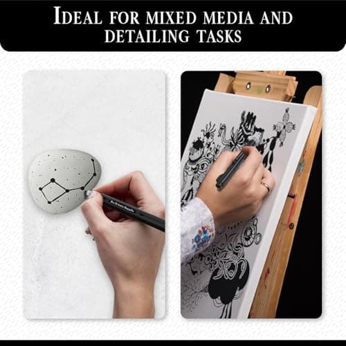 Pinturale Arts Feutre Acrylique Noir Lot de 4 | Marqueur Acrylique Noir Double Pointe Fine 0,7mm 3mm | Pour Bois Verre P