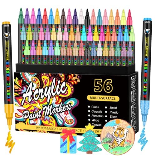 Set Efimeso de marqueurs acryliques 120 couleurs pour peinture sur rocaille, céramique, pierre, verre, bois et métal - P — 56