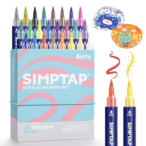 Marqueurs Arrtx pour peinture acrylique 30A couleurs : marqueurs pointe pinceau pour artisans et créatifs, peinture acry — Couleurs 24