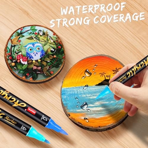Marqueurs Acrylique Droaful 20 Couleurs Non Toxiques pour Art et Bricolage, Idéaux pour Peinture sur Différents Matériau