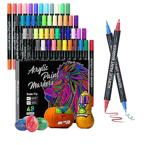 <think>

</think>

TrendGate Marqueur Acrylique 120 Couleurs Double Pointe pour Peinture sur Papier, Verre, Métal, Céram — 48 Couleurs