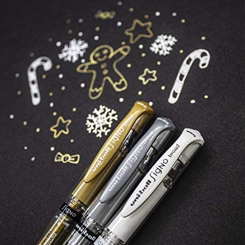 Uni-ball Mitsubishi Pencil - Roller Créatif Encre Gel Signo Broad Or - Pointe 1 mm - Écriture Large pour Carterie et Loi