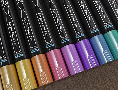 Marqueurs acrylique 3 mm non toxiques pour peinture Verre BoisMetalToilePoteriePlastique Projets bricolage Illustration — Doré, argenté