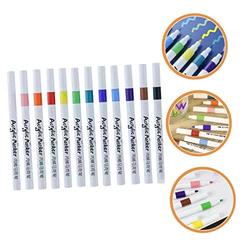 DIYEAH Marqueurs de peinture acrylique multifonctions colorés pour dessin et écriture portables 12 pièces