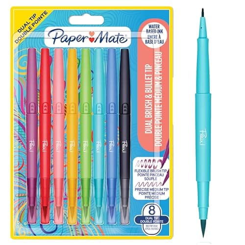 Paper Mate Flair Pen Dual Tip Ballpoint Pen Refillable Mechanical Pencil with Retro Design - BL8 PEA, Smudge-Proof Writi