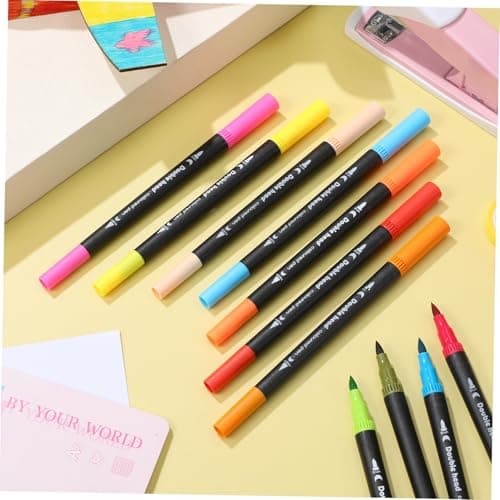 HOMSFOU 24 pièces pinceaux à double pointe marques aquarelle multicolores pour dessin et scrapbooking et prise de notes