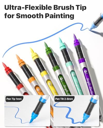 JusArt Acrylique à Pointe Pinceau 30 Couleurs Vibrantes Pour Artisanat DIY À Base d’Eau Étanche Sans Bavure