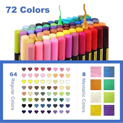Marqueting Marqueurs de peinture acrylique Funnasting 72 couleurs double pointe, pour verre et pierres, feutre acrylique