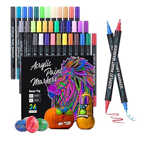 <think>

</think>

TrendGate Marqueur Acrylique 120 Couleurs Double Pointe pour Peinture sur Papier, Verre, Métal, Céram — 36 Couleurs
