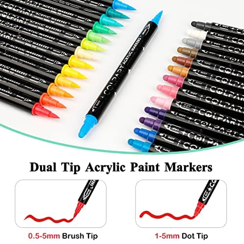 Marque Acrylic Paint Markers Colpart 36 Feutres à Double Pointe pour Peindre sur Roche, Bois et Toile - Materiaux Artist