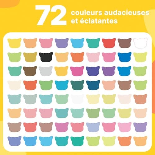 MarkMuse 72 Couleurs Feutre Acrylique, Excellents Stylos Acryliques à Pointe Pinceau pour le Coloriage Adulte, Idéaux po