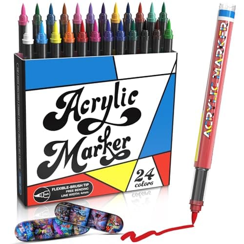 Marqueurs acryliques 24 couleurs Mockredn pour peinture versatile