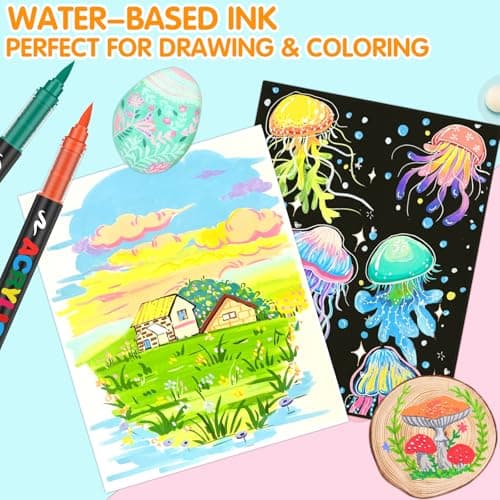 Efimeso 120 Couleurs Feutre Acrylique pour Artistes, Marqueur Peinture Acrylique à Pinceau à Base D'eau, Apprentis et Ex
