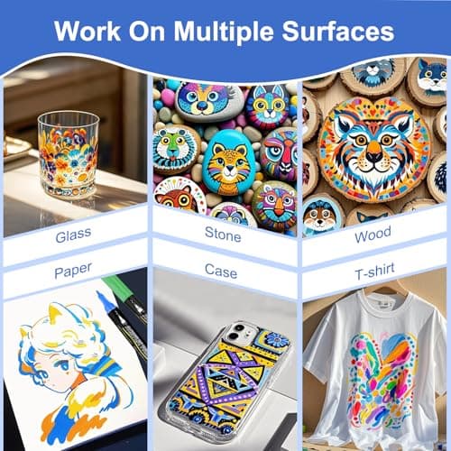 Marqueting Marqueurs de peinture acrylique Funnasting 72 couleurs double pointe, pour verre et pierres, feutre acrylique