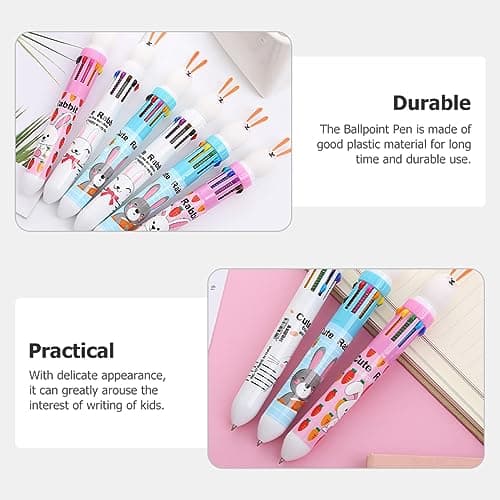 NUOBESTY Stylos À Bille Kawaii 3 Ensembles 6 Pièces pour Enfants Effaçables Portatifs 3 Couleurs * 10