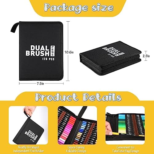 MZH Art marqueurs à pinceau à double extrémité conviennent aux adultes et aux enfants pour colorier et dessiner - set de