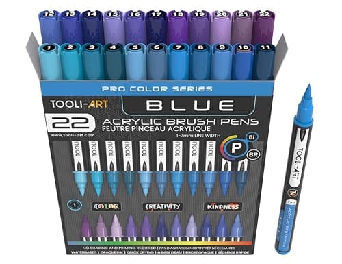 Lot de 36 marqueurs acryliques souple 1-7 mm non toxiques pour lettrage et art — Bleu