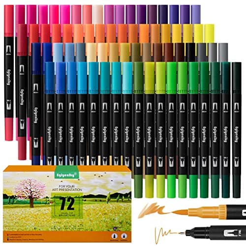 Marqueurs pinceaux à double pointe Eglyenlky - Coloriages adultes - Livres coloriage enfantsadultes - DessinJournal