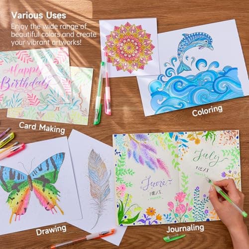 Shuttle Art 130 Stylos Gel Couleur pour Adultes - 130 Couleurs + Livre de Coloriage dans Mallette de Voyage - Artisanat,
