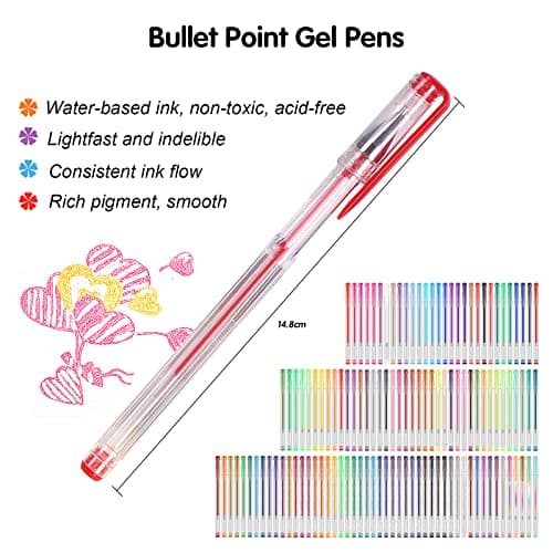 Gunsamg Stylo Gel Coloriage 240 Pièces, 120 Recharges Pailletées pour Enfants, Idéaux pour Livre de Coloriage et Dessin