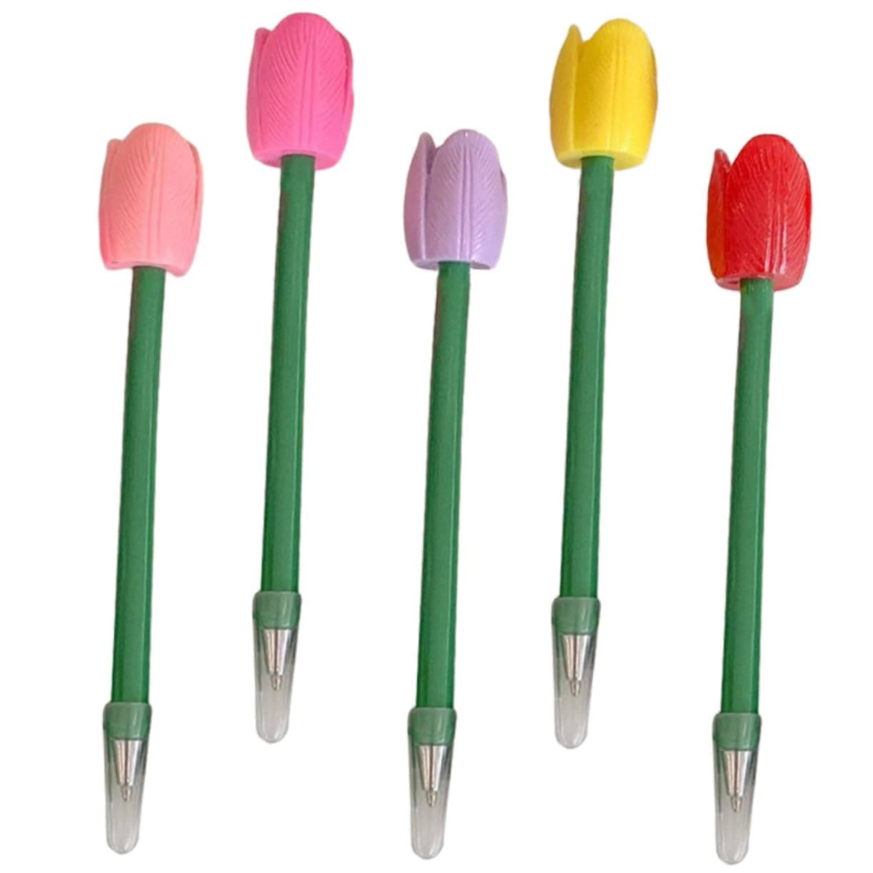 TOGEVAL stylos de signature stylisés signets pour plantes à tulipes - encre gel pratique en plastique