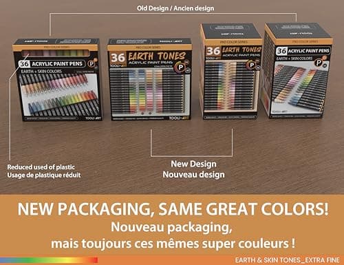 Lot de 36 feutres acryliques naturels non toxiques, couleurs terre naturelles, pointe moyenne 3 mm, pour peinture sur pi