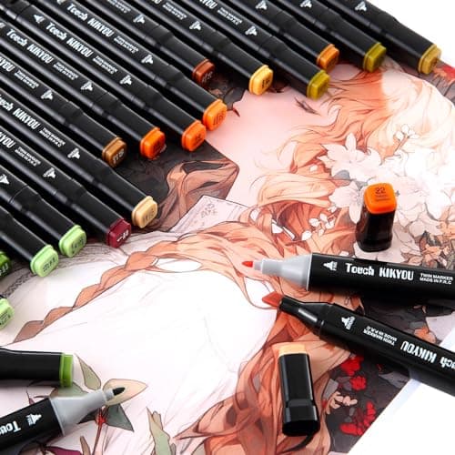Ordeluxe 120 couleurs feutre à alcool pour artistes et adultes à colorier, séchage rapide en une seconde, avec étui de t