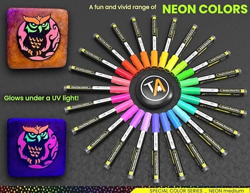 TOOLI-ART Marqueurs acryliques non toxiques pour bricolage - Lot de 24 couleurs - Séchage rapide - Parfaits pour peintur