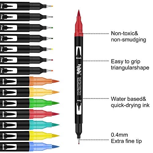 Stylos Feutre 100 Couleurs pour Calligraphie et Coloriage Adulte hho-100B