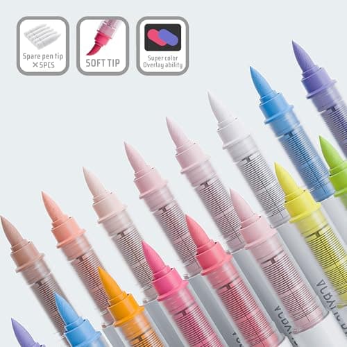 Languo Lot de 96 marqueurs acryliques pointe pinceau souple pour tout usage créatif, doux et durable, sac de marqueurs i