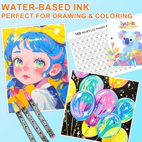 Lyuvie Couleur Feutres Acryliques Marqueur Peinture Acrylique, Pointe Extra Fine, Permanent pour Textile Verre Métal Tis