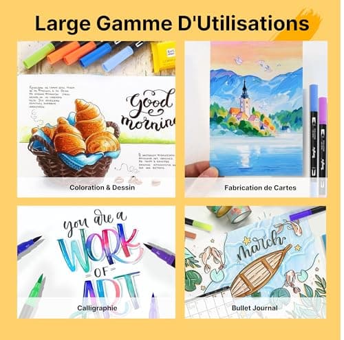 TongFu Feutres Coloriage Adulte Multiusage, Mandala et Bullet Journal, Doublent Pointe Aquarellable, 120 Couleurs pour D