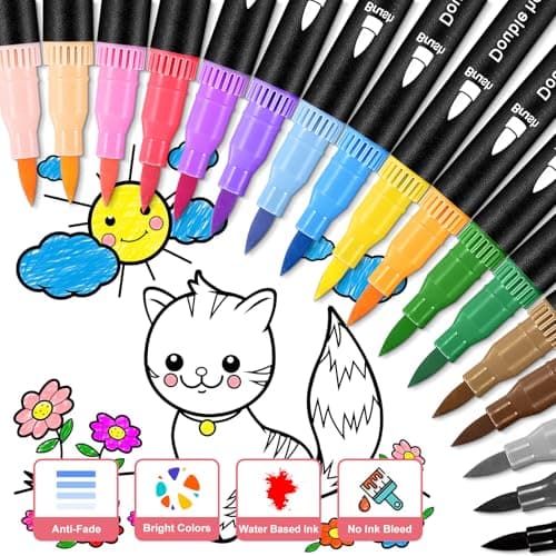 Zéawavsl feutres acrylique 24 pièces, épais (2mm) et fins (0.4mm), pour calligraphie, lettrage à la main, bullet journal