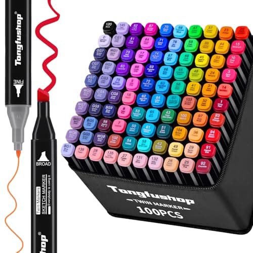 Tongfushop Feutres à Alcool pour Adultes Rapidement Séchants en 2 Secondes Conception Rendu Dessin Affiche — 100 Couleurs