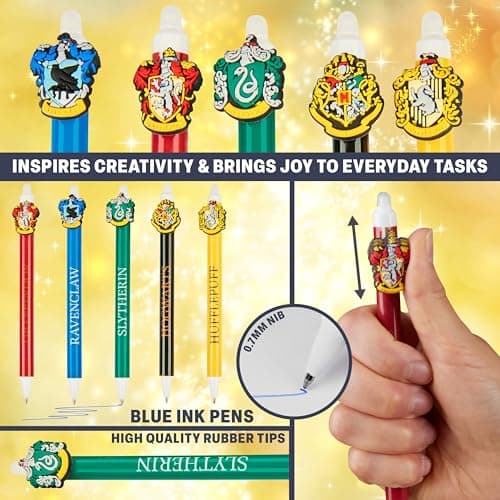 Stylos Harry Potter Effaçables Gel Kawaii pour Enfant Scolarité Encre Bleue (Lot de 5)
