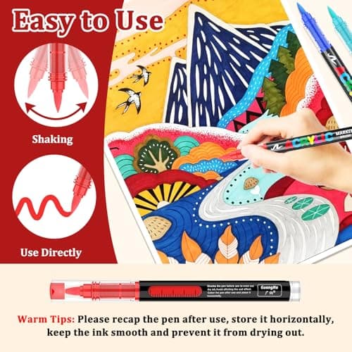 Feutres Acrylique Gelanty 72 couleurs pour peinture sur roche, céramique et bois - Embout pinceau flexible - Acrylic Bru