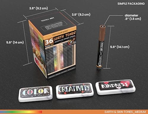 Lot de 36 feutres acryliques naturels non toxiques, couleurs terre naturelles, pointe moyenne 3 mm, pour peinture sur pi