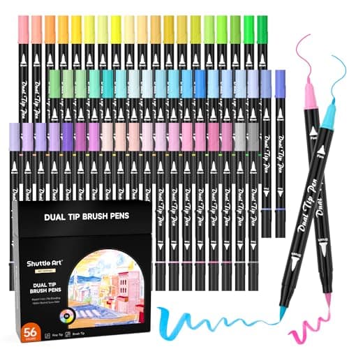 Marqueurs pastel Shuttle Art Lot de 56 stylos pour adultes Global Recycled Standard  
Feutres à double pointe Shuttle Ar