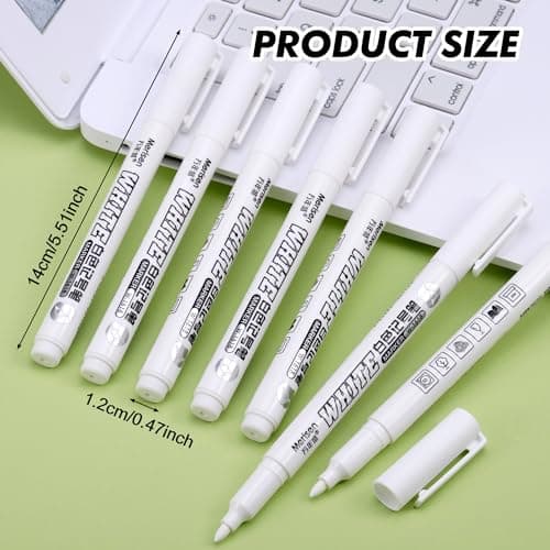 Marqueur acrylique JIANTA 12 feutre blanc indélébable, imperméable, pointe fine 1mm, permanent pour pneu, galets, bois,