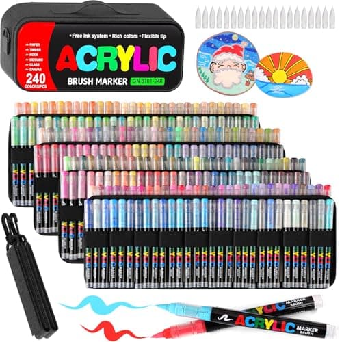 Laconile Marqueurs Acryliques - Feutre Acrylique Liquide Direct pour Artisans et Artistes - Trousse Portable avec Nuanci