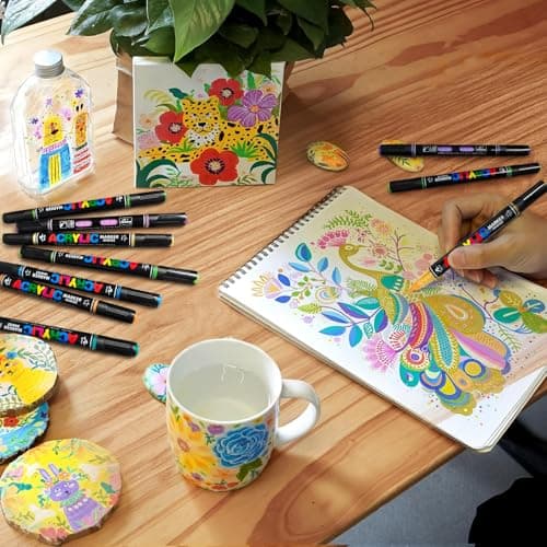 Marqueur VAKKI acrylique 36 couleurs, peinture liquide pour adultes, idéal pour pierre, calligraphie, bois, toile et ver