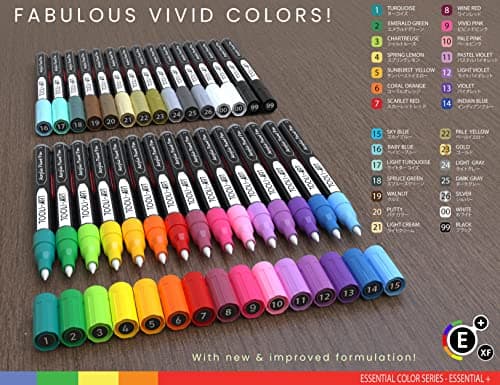 Marqueurs peinture acrylique extra fine 0,7 mm - Lot de 30 - Non toxique, à base d'eau, séchage rapide - Idéal pour pein